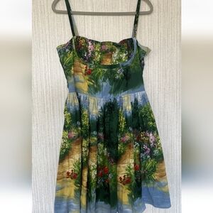 Bernie Dexter Size 1x Floral Lanscape Dress Paris Style